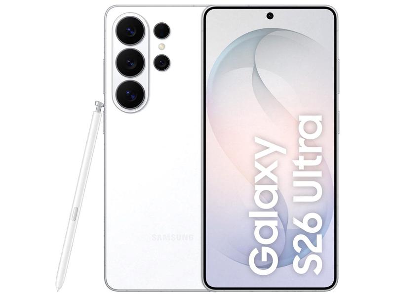 Samsung Galaxy S26 Ultra 5G 256GB Galaxy AI Branco 6,9" 12GB RAM Câm. Quádrupla 200+50+10+50MP Bateria 5000mAh Dual Chip
